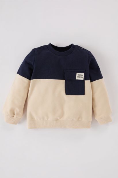 Sweatshirt à col rond avec blocs de couleurs pour bébé garçon