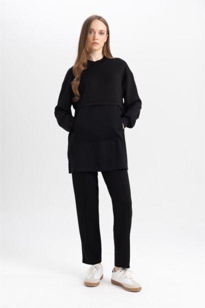 Rahat Kalıp Basıc Fitilli Çift Cepli Casual Siyah Pantolon