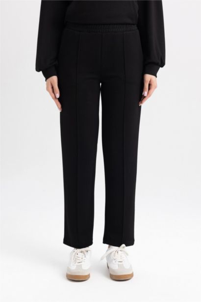 Rahat Kalıp Basıc Fitilli Çift Cepli Casual Siyah Pantolon