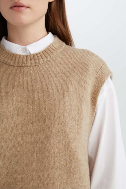 Regular Fit Bisiklet Yaka Uzun Triko Süveter