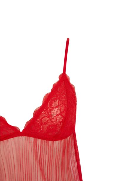 Fall in Love Triangle Lace Red Top