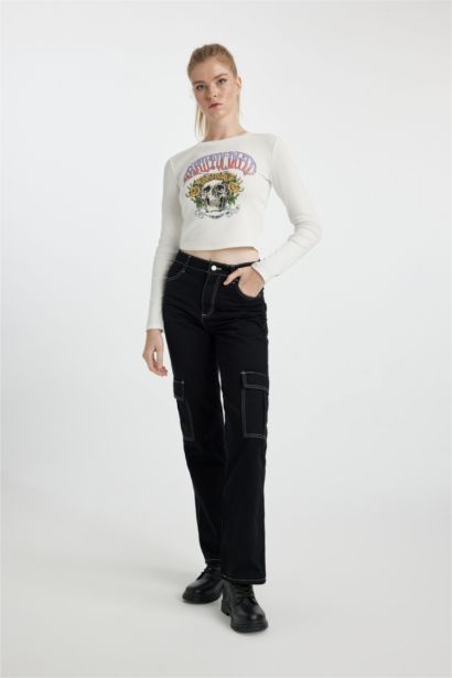 Straight Fit Cargo Gabardine Trousers