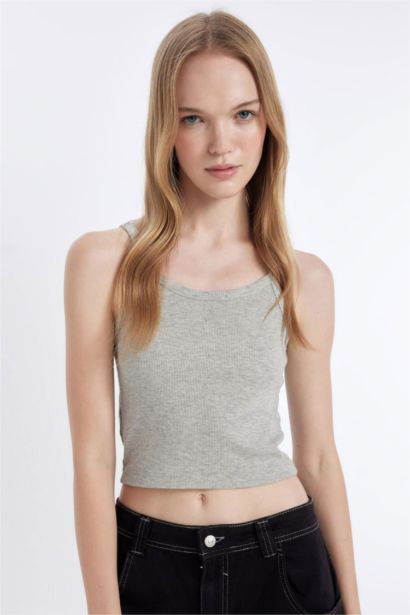 Fitted Vücuda Oturan Fitilli Kaşkorse Basic Düz Atlet