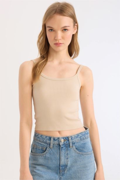 Fitted Corduroy Suspender Tank Top