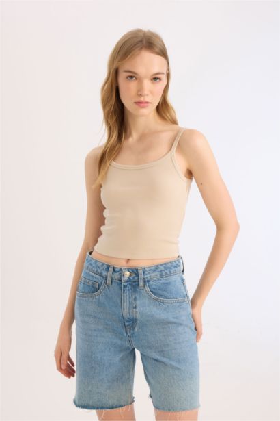 Fitted Corduroy Suspender Tank Top