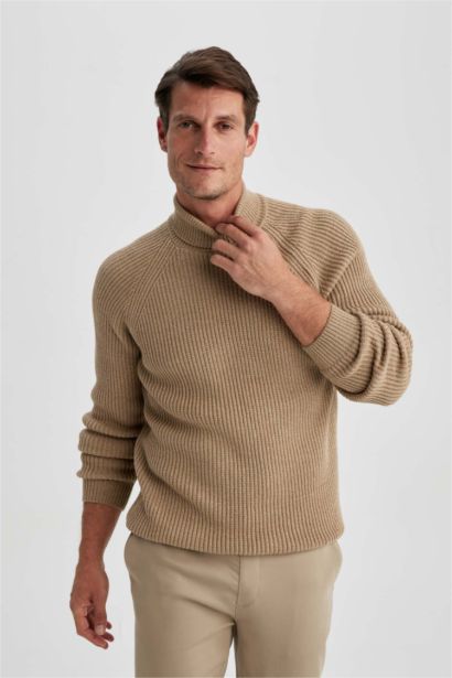 Standard Fit Turtleneck Knitted Pullover