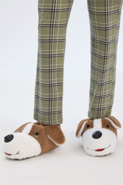 Pantoufles en peluche à semelle plate pour homme