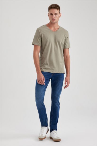 Slim Fit V-Neck Cotton Short Sleeve T-Shirt