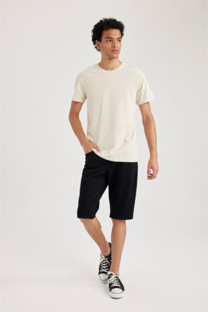 Slim Fit Crew Neck Basic Cotton Short Sleeve T-Shirt