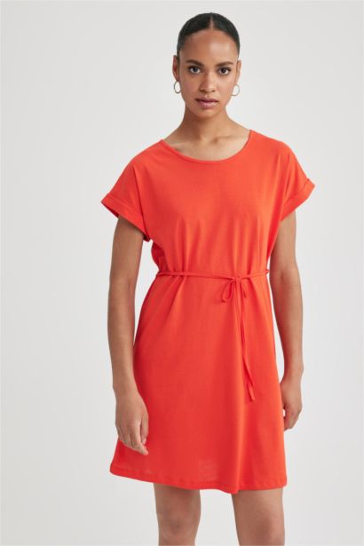 A-Line Crew Neck Cotton Dress