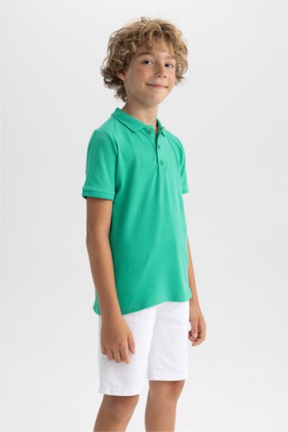 Polo Yaka Pike Kısa Kollu Basic Düz Tişört Erkek Çocuk