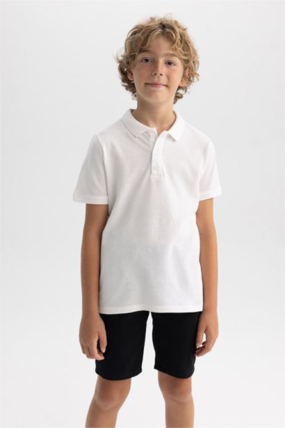 Pike Kısa Kollu Basic Düz Polo Tişört Erkek Çocuk
