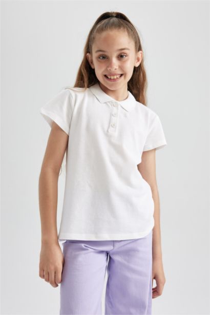 Girl Cotton Short Sleeve Basic Polo T-shirt