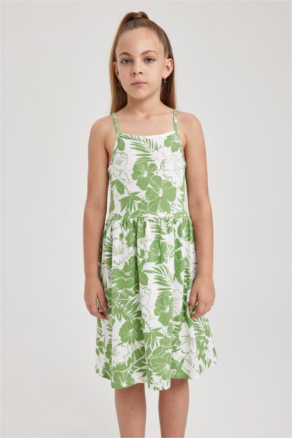 Desenli Pamuklu Elbise Kız Çocuk