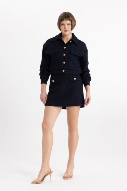 A Cut Lined Normal Waist Mini Skirt