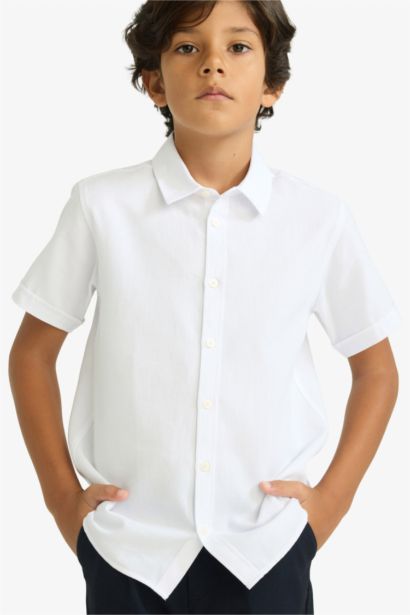 Boy Polo Neck Textured Short Sleeve Shirt