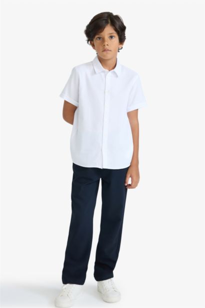 Boy Polo Neck Textured Short Sleeve Shirt