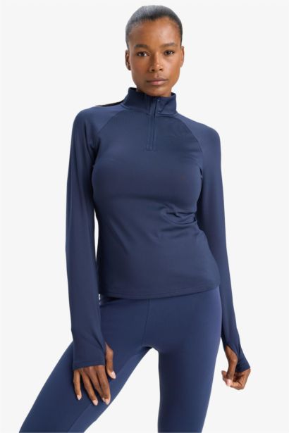 DeFactoFit Standard Fit Zippered Sports T-Shirt