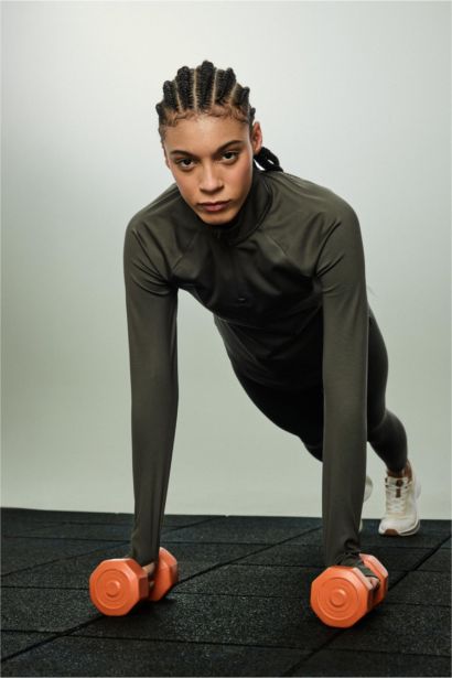 Standard Fit Stand Collar Sports Long Sleeve T-Shirt