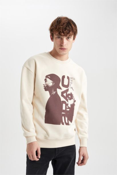 Світшот боксі фіт з круглим вирізом Tupac з принтом для чоловіків