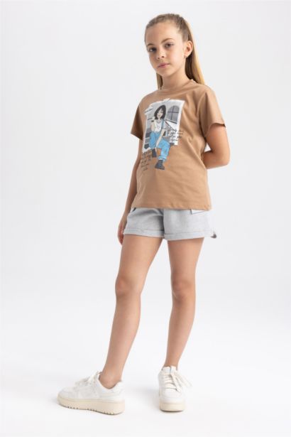 Girl Cargo Fit Sweatshirt Fabric Shorts