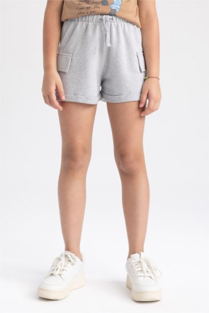 Girl Cargo Fit Sweatshirt Fabric Shorts