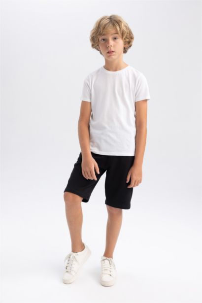 Beli Lastikli Basic Düz Bermuda Şort Erkek Çocuk