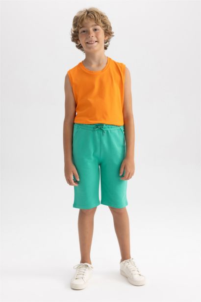 Beli Lastikli Basic Düz Bermuda Şort Erkek Çocuk