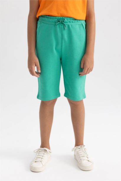 Beli Lastikli Basic Düz Bermuda Şort Erkek Çocuk