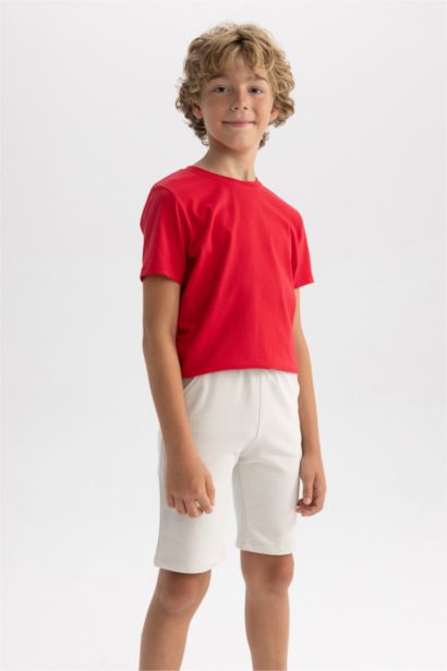 Beli Lastikli Basic Düz Bermuda Şort Erkek Çocuk