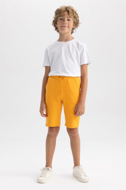 Beli Lastikli Basic Düz Bermuda Şort Erkek Çocuk