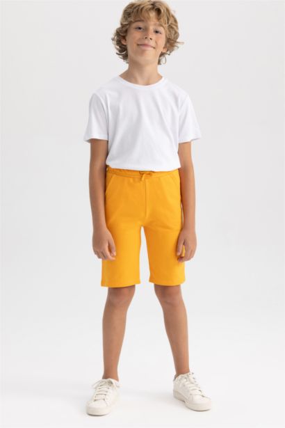 Beli Lastikli Basic Düz Bermuda Şort Erkek Çocuk