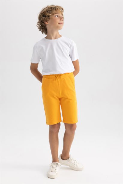 Beli Lastikli Basic Düz Bermuda Şort Erkek Çocuk
