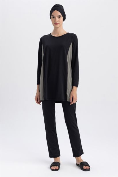 بوركيني بقصة عادية بوليستر  - 3 قطع