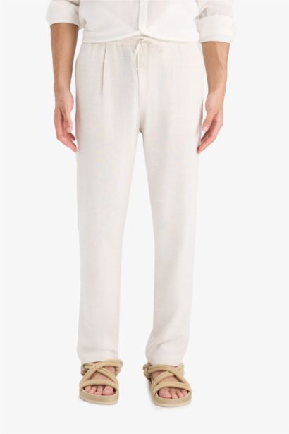 Relax Fıt Geniş Paça Keten Karışımlı Pantolon