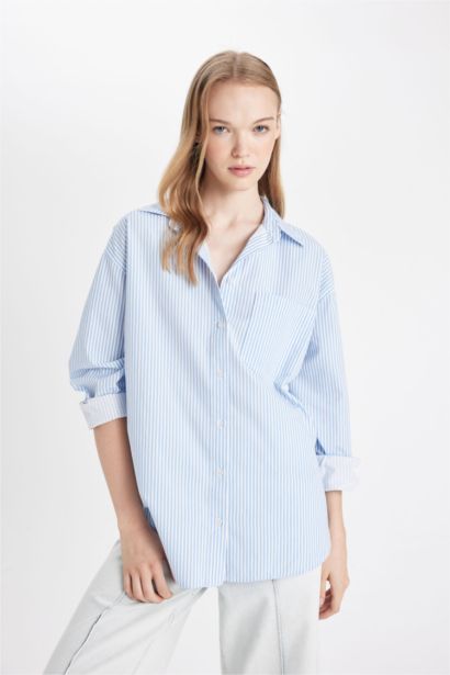 Oversize Striped Poplin Shirt
