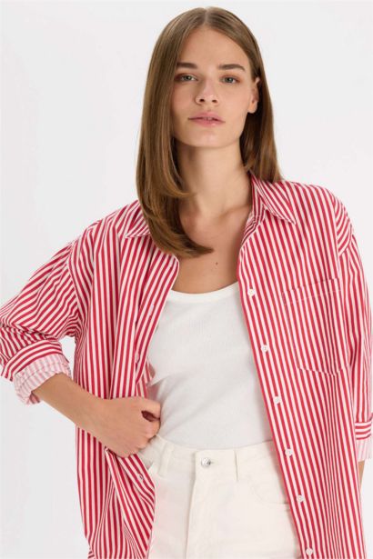 Oversize Fit Poplin Long Sleeve Shirt