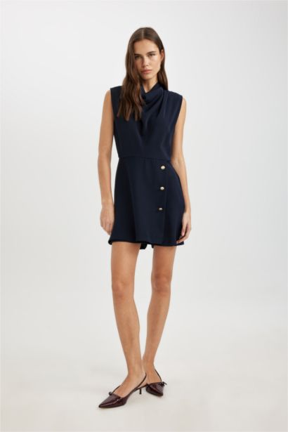 Scoop Neck Crepe Sleeveless Jumpsuit