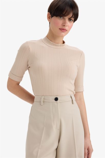 تيشيرت نص ردن قصة عادية بياقة مستديرة