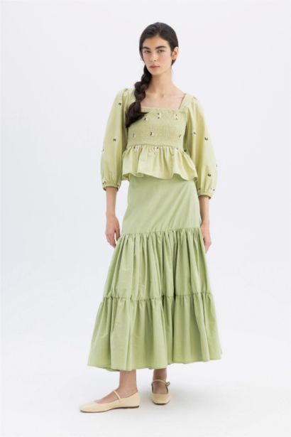 Fıtted Brode Uzun Kollu Bluz