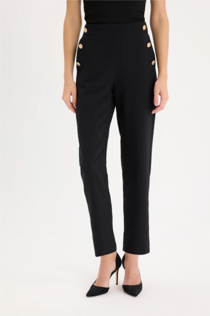 بنطلون جينز كاروت فيت بجيب وخصر عالي