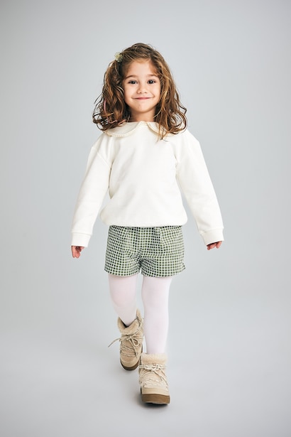 3 piece Regular Fit Baby Collar Plaid Set
