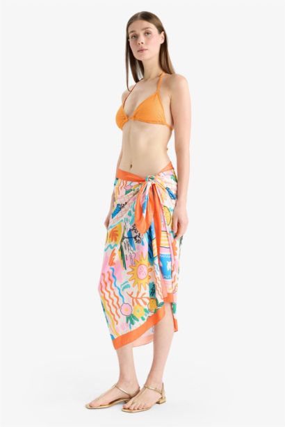 Fall in Love Regular Fit Patterned Satin Beachwear