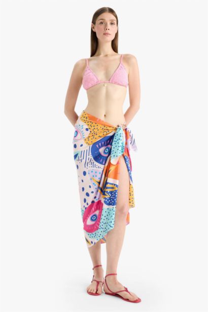 Fall in Love Regular Fit Patterned Satin Beachwear