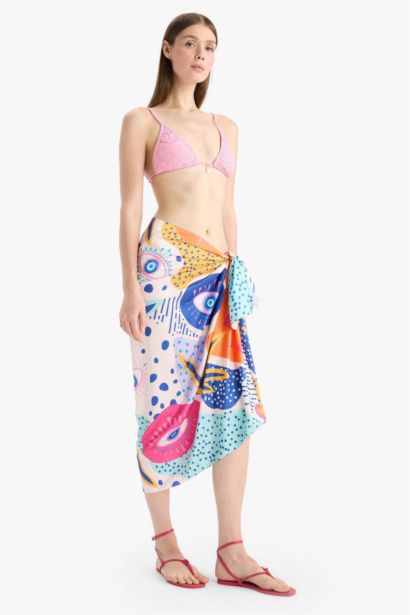 Fall in Love Regular Fit Patterned Satin Beachwear