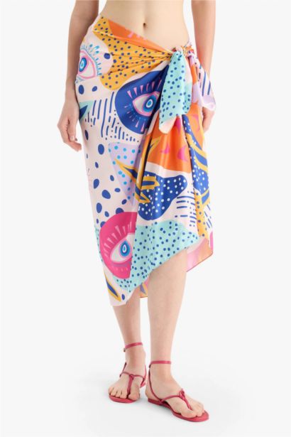 Fall in Love Regular Fit Patterned Satin Beachwear