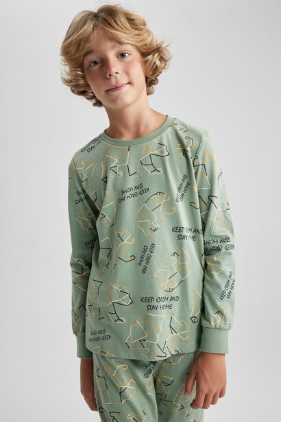 Boy Patterned 2 Piece Pajama Set