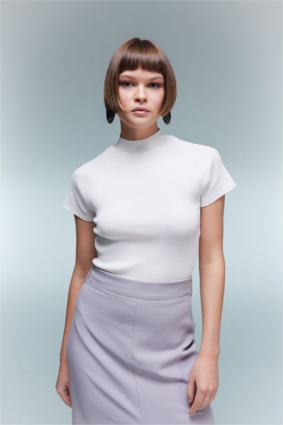 بلوفر قصة عادية برقبة عالية