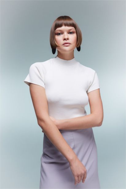 بلوفر قصة عادية برقبة عالية