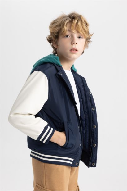 Boy Removable Hooded Bomber Jacket